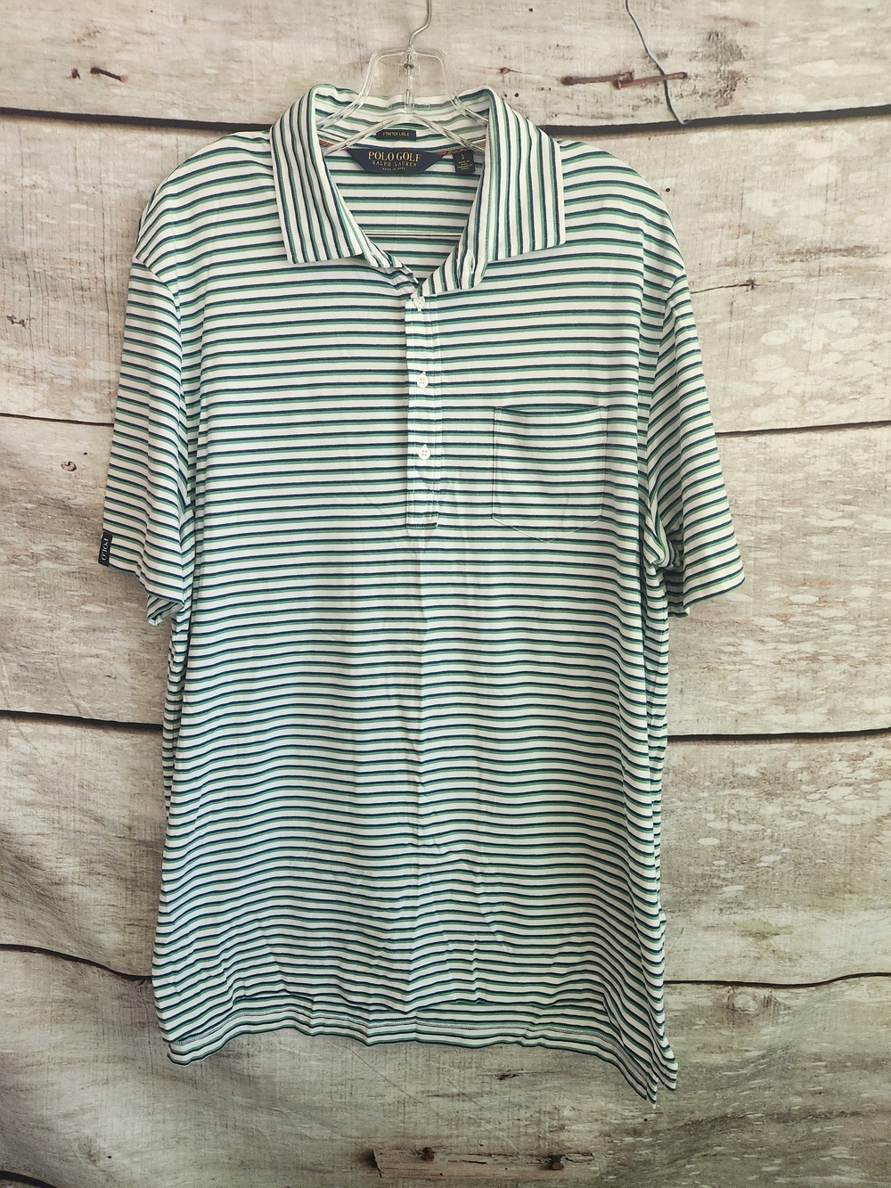 Polo Golf By Ralph Lauren Striped Polo Shirt - White and Green